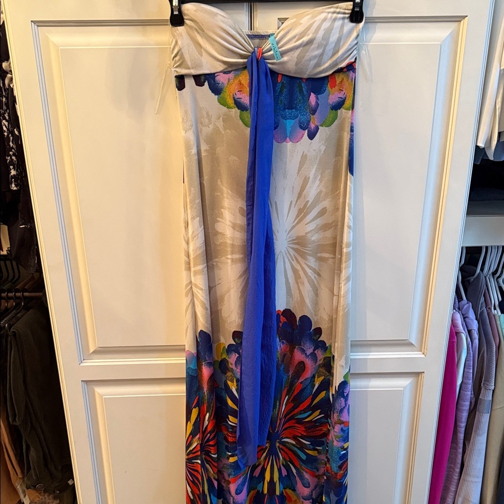 Strapless Multicolor Floral Maxi Dress